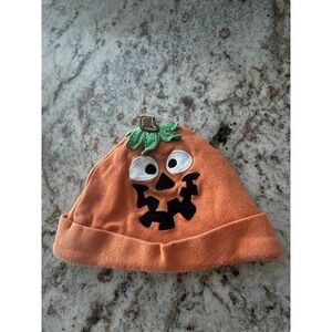 Halloween Orange Pumpkin Baby Beanie Hat 0/3 Months Used
